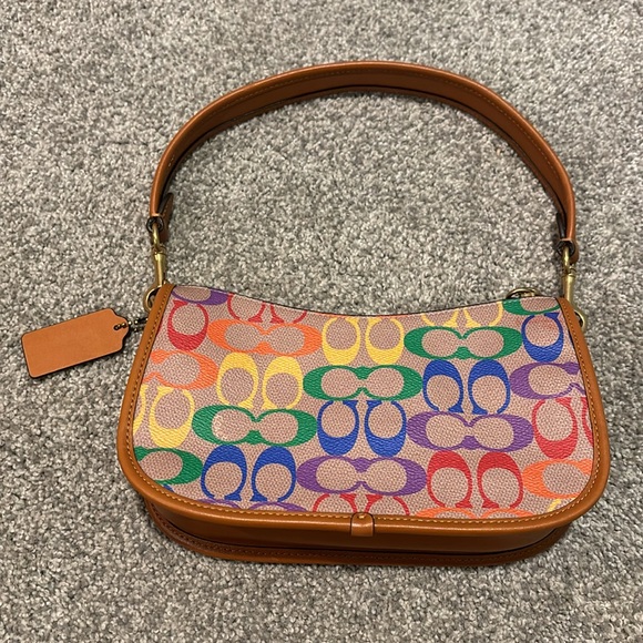 Authentic COACH Swinger Pride Monogram Coated Canvas Shoulder Bag - Picture 2 of 11